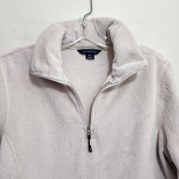 Lands' End super soft plush 1/4 zip pullover cream fleece woman's size medium - Picture 6 of 9
